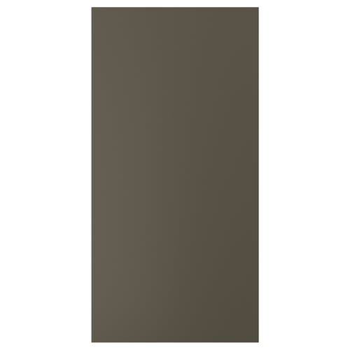 A HAVSTORP cabinet door in dark brown. Its rectangular, smooth, and made of acrylic paint and fiberboard.