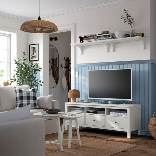 HEMNES TV bench, white stain, 148x47x57 cm