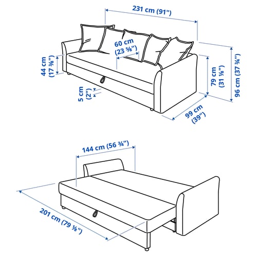 Illustration with measurements for the product: HOLMSUND.