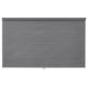 A grey HOPPVALS roller blind featuring horizontal stripes, made of polyester, suitable for darkening rooms and providing privacy.
