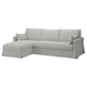 HYLTARP, sleek light grey sectional sofa with storage chaise, modern minimalist design.