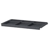An IVAR grey rectangular felt shelf with compartments. It is made of polyester and steel, featuring a simple and functional design.