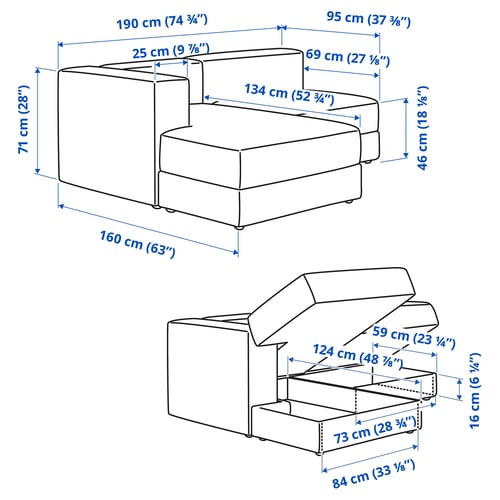 Illustration with measurements for the product: JÄTTEBO.
