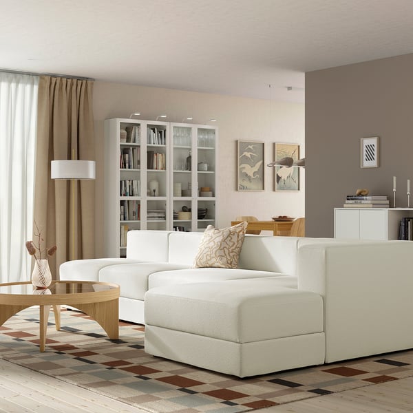JÄTTEBO 4,5-seat mod sofa w chaise longue, right/Axvall off-white