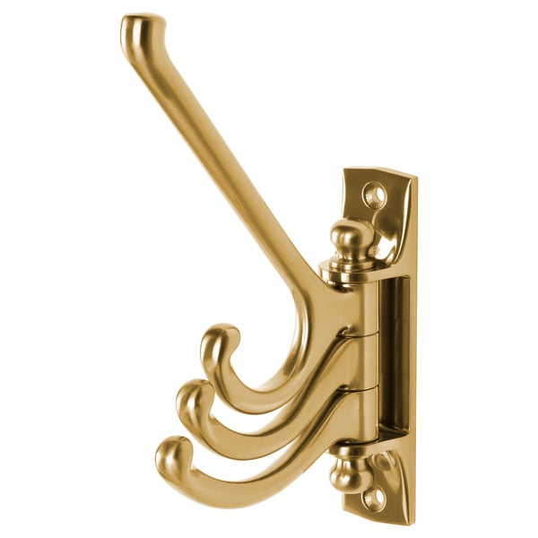 KÄMPIG gold triple coat hook, swivel design, wall-mounted, nickel-plated aluminium.