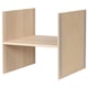 KALLAX shelf unit. Wooden, light oak colour. Vertical divider or extra shelf. Simple, rectangular design.