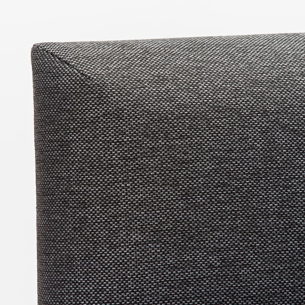 Close-up of KARLANTON benchs padded back, showcasing soft, textured polyester fabric.