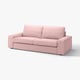 Pink KIVIK sofa, modern design, low armrests, comfortable for relaxing.