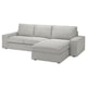 KIVIK sectional sofa, light grey, low armrests, deep cushions, removable covers. Perfect for relaxation, minimalist decor.