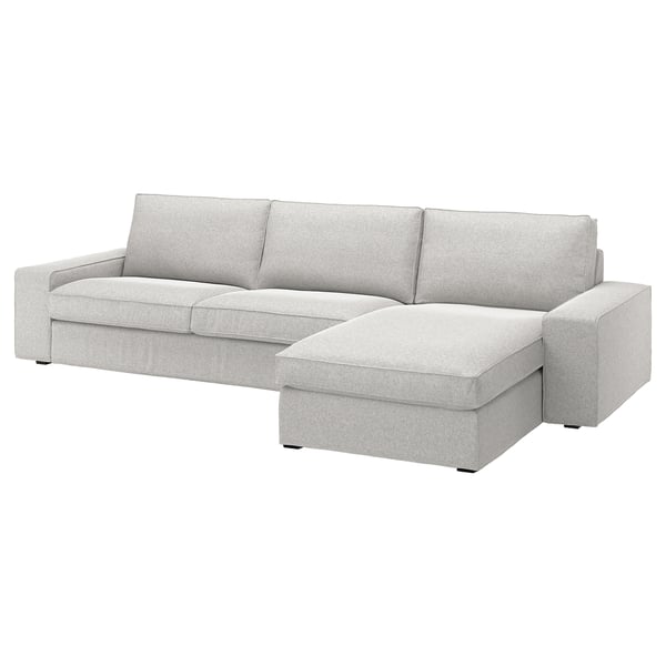 KIVIK sofa, light grey, modern l-shape with chaise, soft fabric, comfortable design.