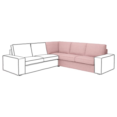 Line drawing of a light pink KIVIK sectional sofa with boxy shape and cushioned seats.
