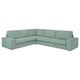 KIVIK sectional sofa, light green, soft durable fabric, l-shape, deep cushions for comfort.