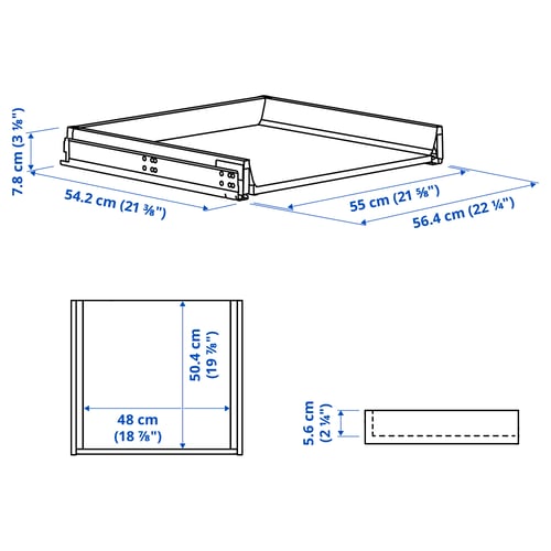 KNIVSHULT Drawer, low, dark grey, 60x60 cm