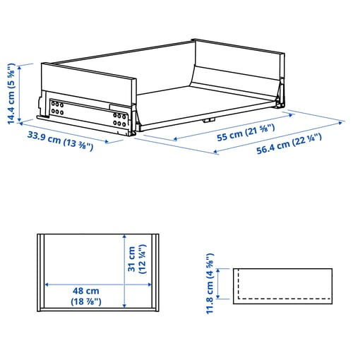 KNIVSHULT Drawer, medium, dark grey, 60x37 cm