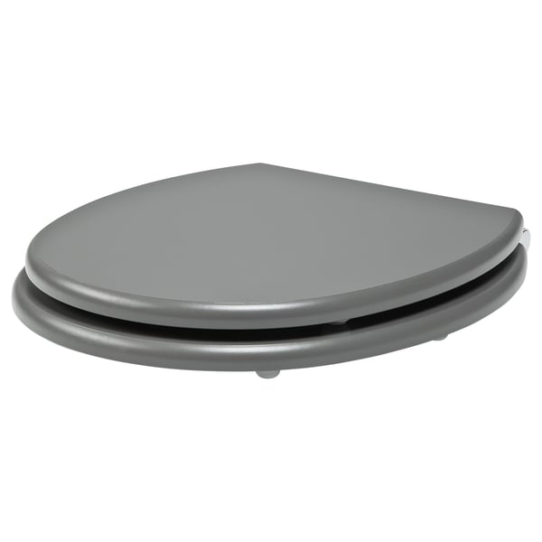 KULLARNA grey toilet seat, slow close, fiberboard, round shape, modern design.