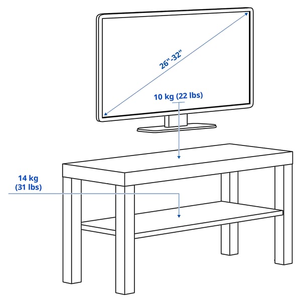 Illustration with measurements for the product: LACK.