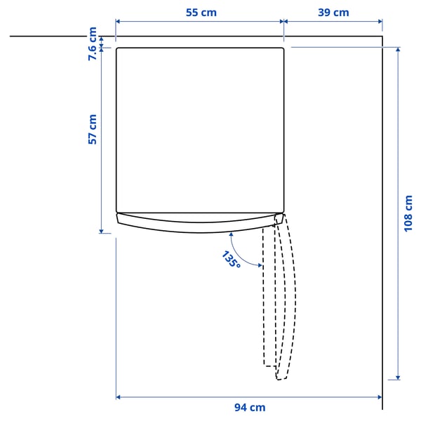 Illustration with measurements for the product: LAGAN.
