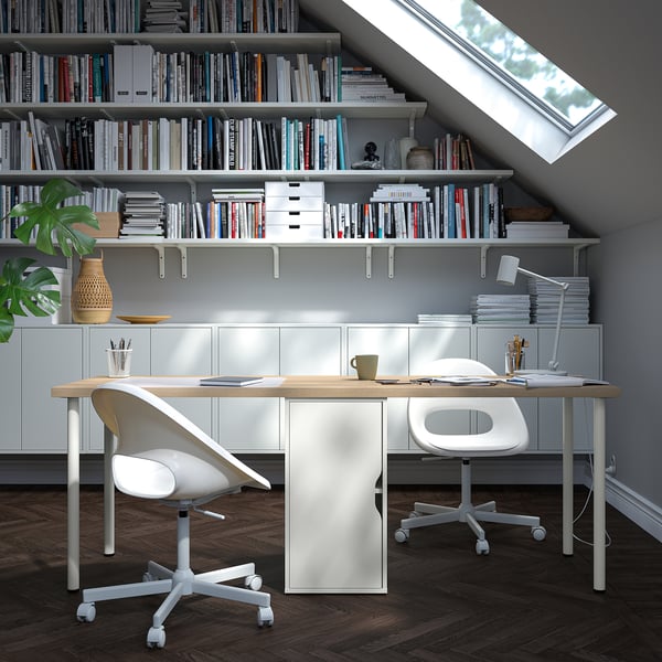 LAGKAPTEN / ALEX Desk, white stained/oak effect white, 200x60 cm