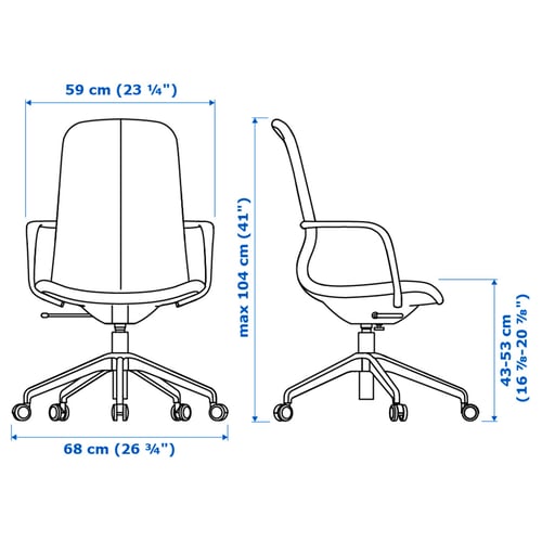 Illustration with measurements for the product: LÅNGFJÄLL.