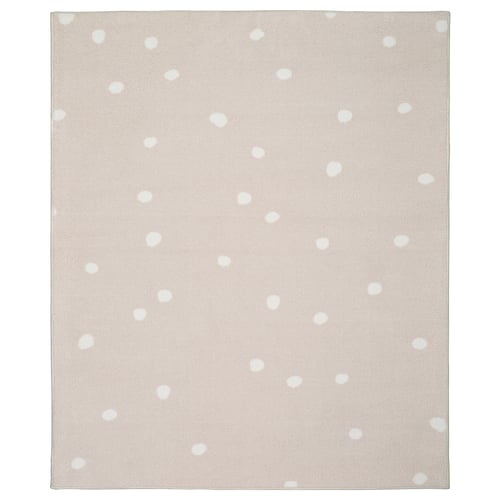 LEN Rug, low pile, beige/dot pattern, 133x160 cm