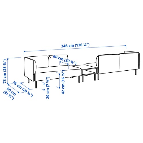 Illustration with measurements for the product: LILLEHEM.