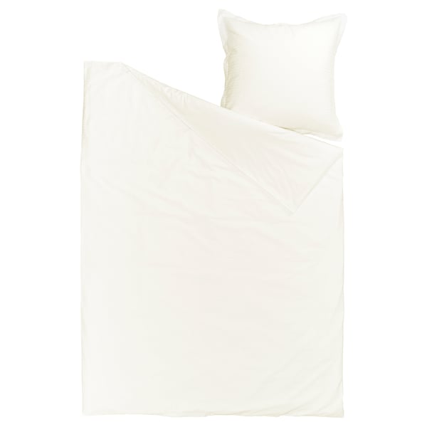 LUKTVICKER Duvet cover and pillowcase, white, 140x200/80x80 cm