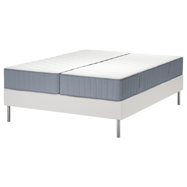 LYNGÖR Divan bed, Vågstranda firm/medium firm/light blue white, 180x200 cm