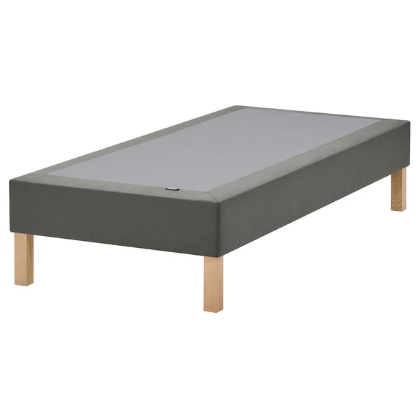 LYNGÖR Spring mattress base, incl leg/dark grey, 90x200 cm
