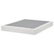 White LYNGÖR mattress base, square, with gray removable cover, flat slats, and spring core.