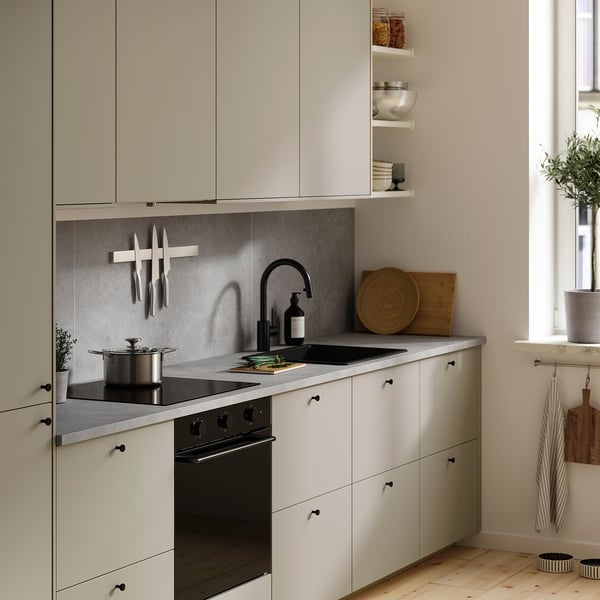 LYSEKIL Wall panel, double sided light grey/concrete effect matt white, 119.6x55 cm