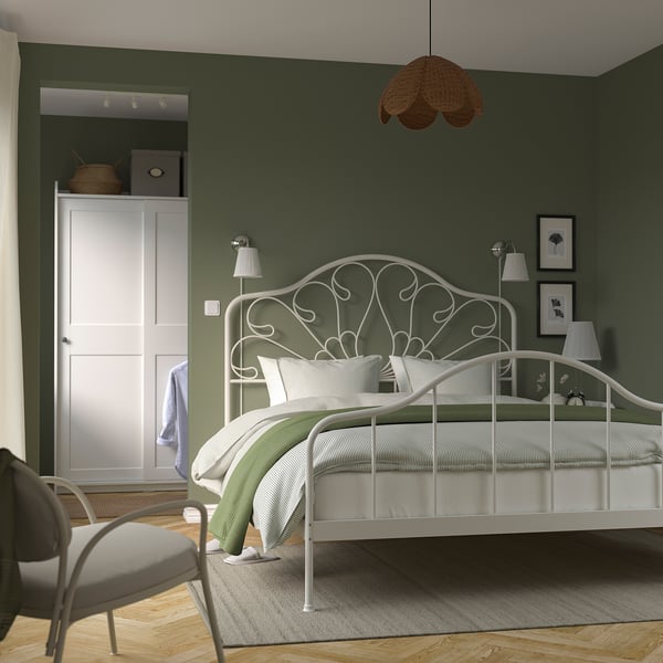 MELLGRUND Bed frame, off-white, 160x200 cm