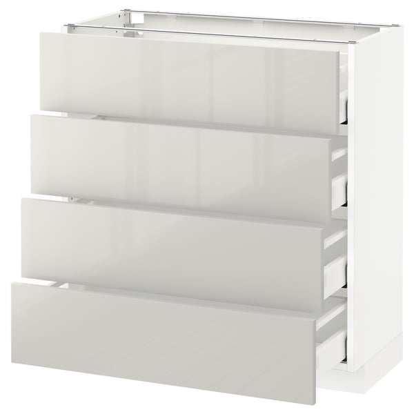 A white ikea METOD kitchen unit with four pull-out drawers, designed for modern storage.