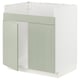METOD kitchen unit, green, with doors, white interior, rectangular, panel design.