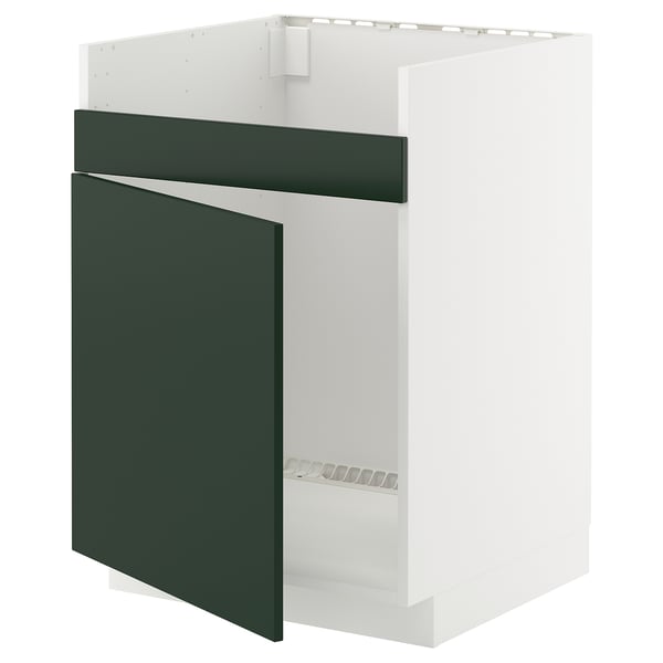 METOD kitchen unit: white & dark green, square, modern design.
