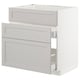Grey METOD kitchen unit with wood, 3 drawers.