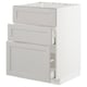 White METOD kitchen cabinet with three drawers and smooth design.