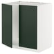 White METOD cabinet with dark green acrylic fibreboard doors.