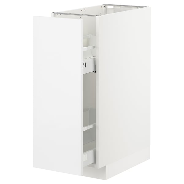 White METOD kitchen cabinet, modern high-gloss design with clean lines.
