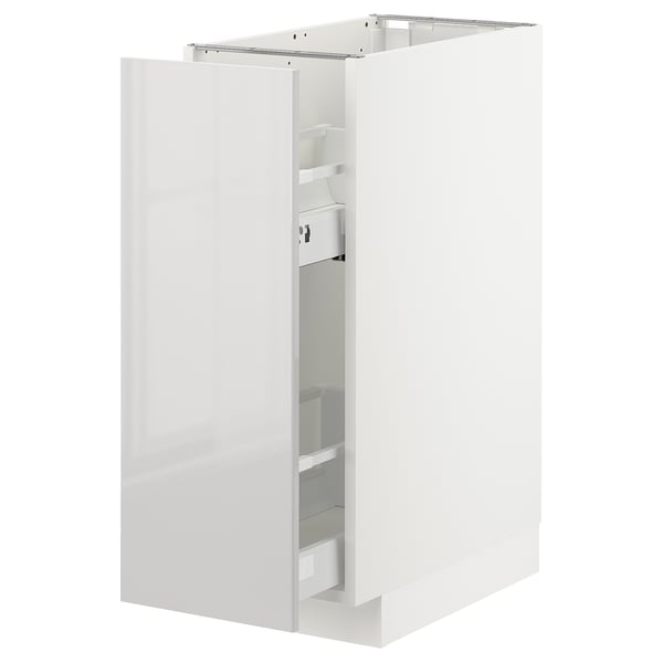 High gloss white METOD kitchen cabinet, modern, rectangular shape with sleek design.