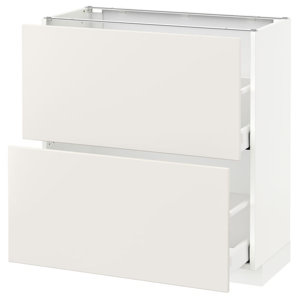 White METOD kitchen cabinet with smooth drawers.