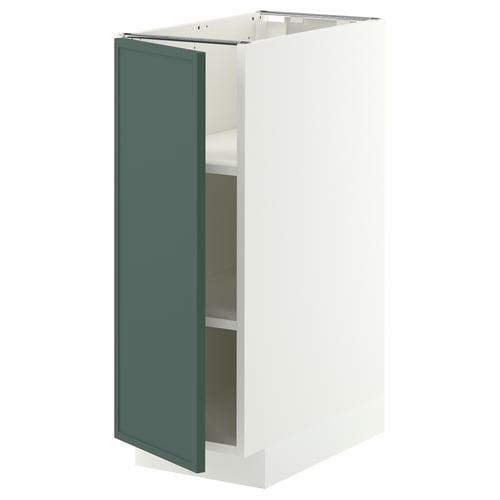 METOD Base cabinet with shelves, white/Aspudden dark grey-green, 30x60 cm