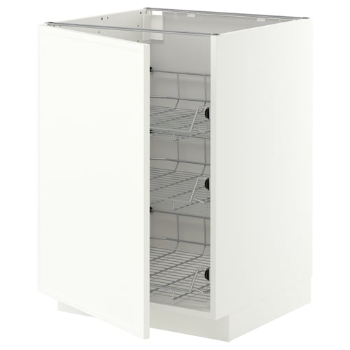 METOD Base cabinet with wire baskets, white/Aspudden matt white, 60x60 cm