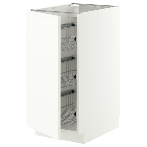 METOD Base cabinet with wire baskets, white/Aspudden matt white, 40x60 cm