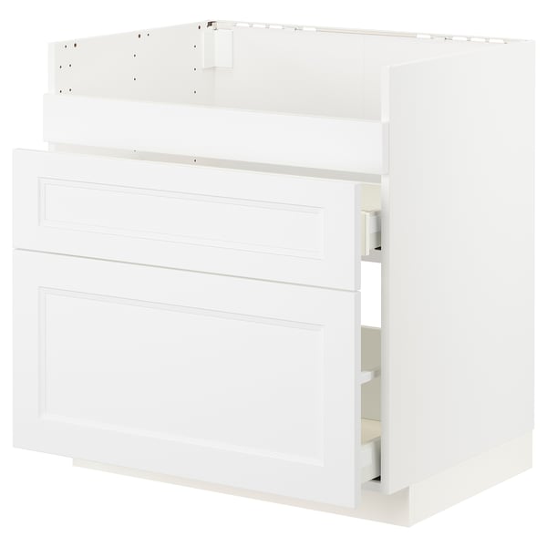 METOD white kitchen cabinet, sleek design, smooth drawer, modern look.