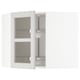METOD kitchen unit, white, glass doors, adjustable shelf, corner design.