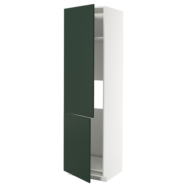 METOD dark green cabinet, slim white frame, modern two-part door.
