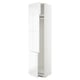 White glossy cabinet, vertical design, integrated handles, modern style.