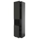 Black modern kitchen cabinet with sleek matte finish and minimalist handle, standing tall and rectangular.