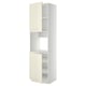 A white METOD kitchen cabinet with beige doors, featuring adjustable shelves and a traditional design.