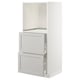 White ikea METOD kitchen unit with grey lerhyttan drawers, beveled edges.